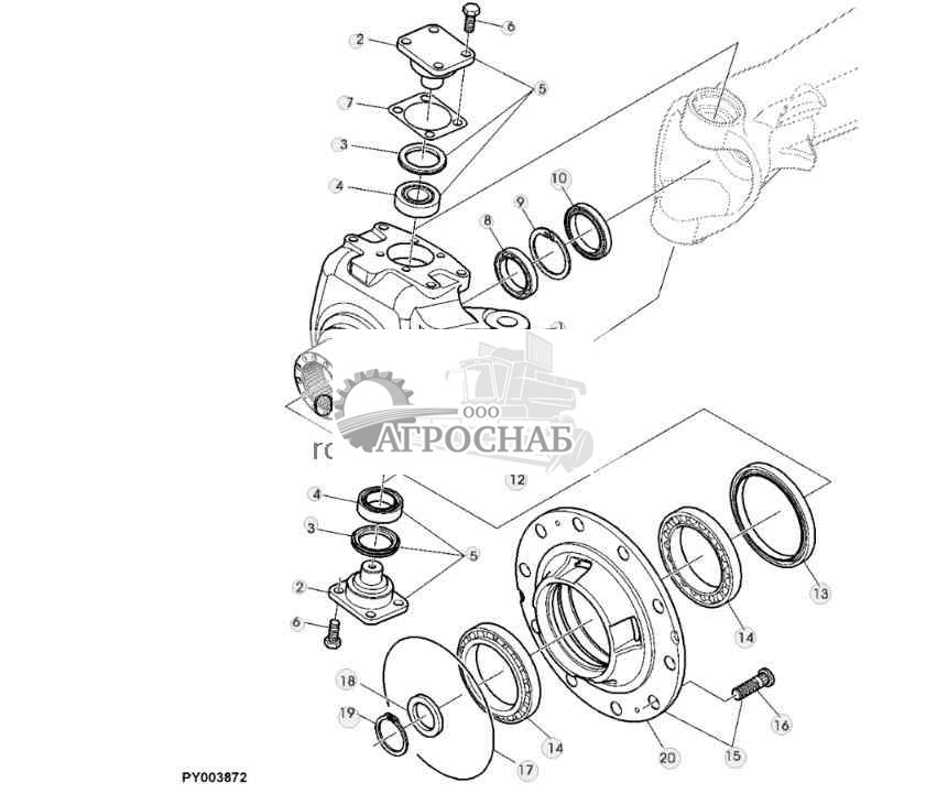 Корпус кулака, мост MFWD 745 (с или без TLS) 